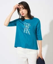 PZKGD16180 GEORGES RECH(ジョルジュ・レッシュ) メタリックロゴプリント5分袖カットソー ネイビー