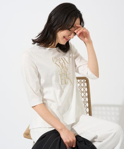 PZKGD16180 GEORGES RECH メタリックロゴプリント5分袖カットソー