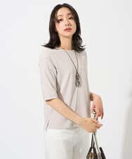 PZKGD17150 GEORGES RECH(ジョルジュ・レッシュ)  [日本製]バイヤスストレッチリブ5分袖カットソー ライトグレー