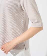 PZKGD17150 GEORGES RECH(ジョルジュ・レッシュ)  [日本製]バイヤスストレッチリブ5分袖カットソー ライトグレー