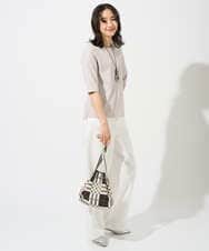 PZKGD17150 GEORGES RECH(ジョルジュ・レッシュ)  [日本製]バイヤスストレッチリブ5分袖カットソー ライトグレー