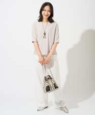 PZKGD17150 GEORGES RECH(ジョルジュ・レッシュ)  [日本製]バイヤスストレッチリブ5分袖カットソー ライトグレー