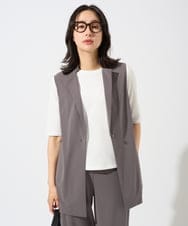 PZKGD17150 GEORGES RECH(ジョルジュ・レッシュ)  [日本製]バイヤスストレッチリブ5分袖カットソー ライトグレー