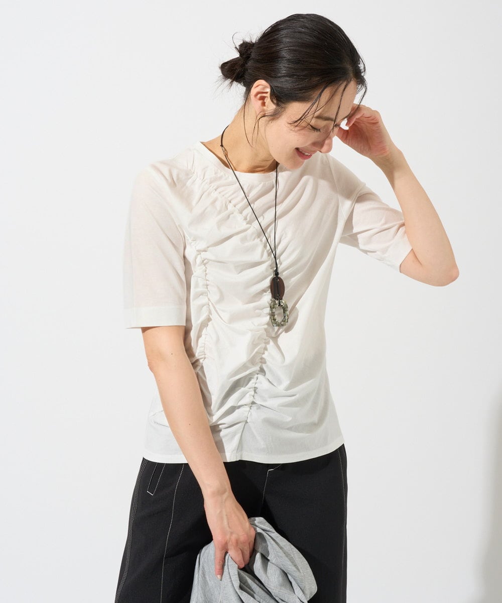 PZKGD18190 GEORGES RECH(ジョルジュ・レッシュ) シャーリングカットソー ホワイト