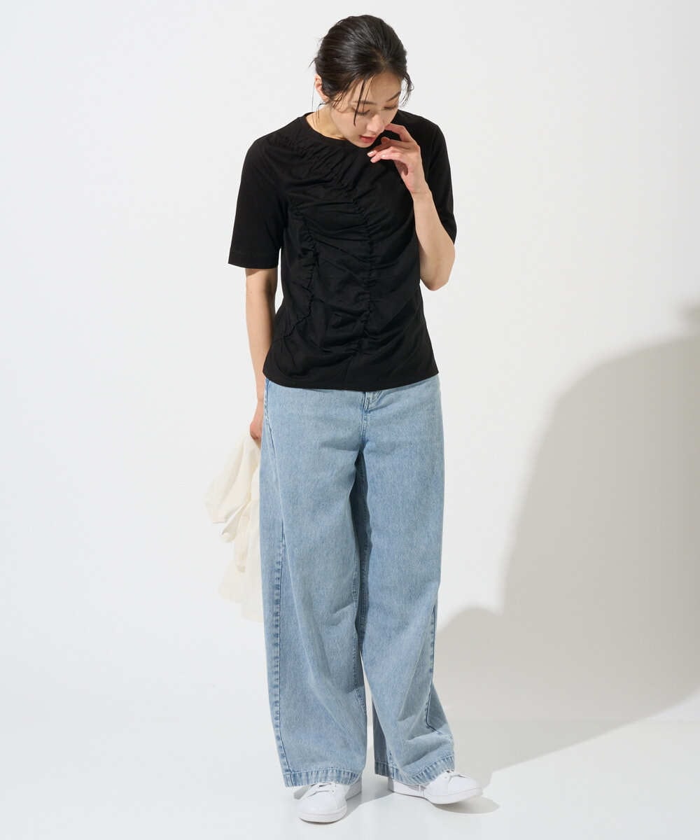 PZKGD18190 GEORGES RECH(ジョルジュ・レッシュ) シャーリングカットソー ホワイト