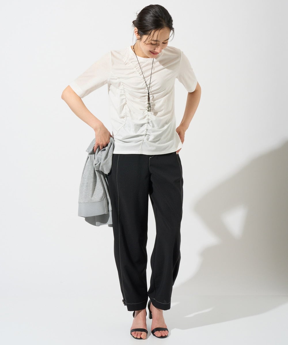 PZKGD18190 GEORGES RECH(ジョルジュ・レッシュ) シャーリングカットソー ホワイト