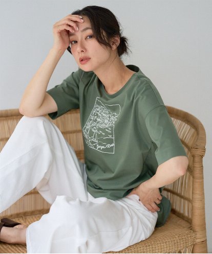 PZKGD24150 GEORGES RECH [接触冷感]ドライコットン刺繍カットソー