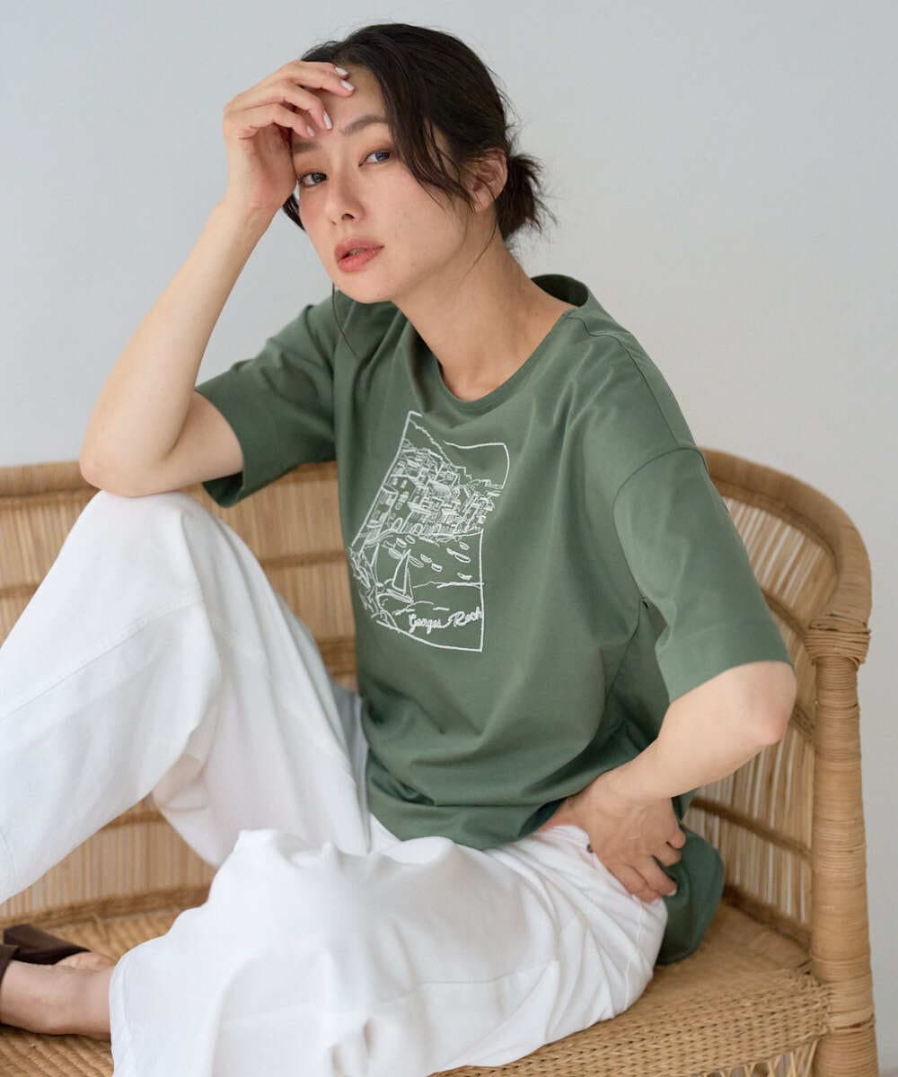 PZKGD24150 GEORGES RECH [接触冷感]ドライコットン刺繍カットソー