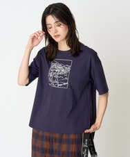 PZKGD24150 GEORGES RECH(ジョルジュ・レッシュ) [接触冷感]ドライコットン刺繍カットソー ネイビー