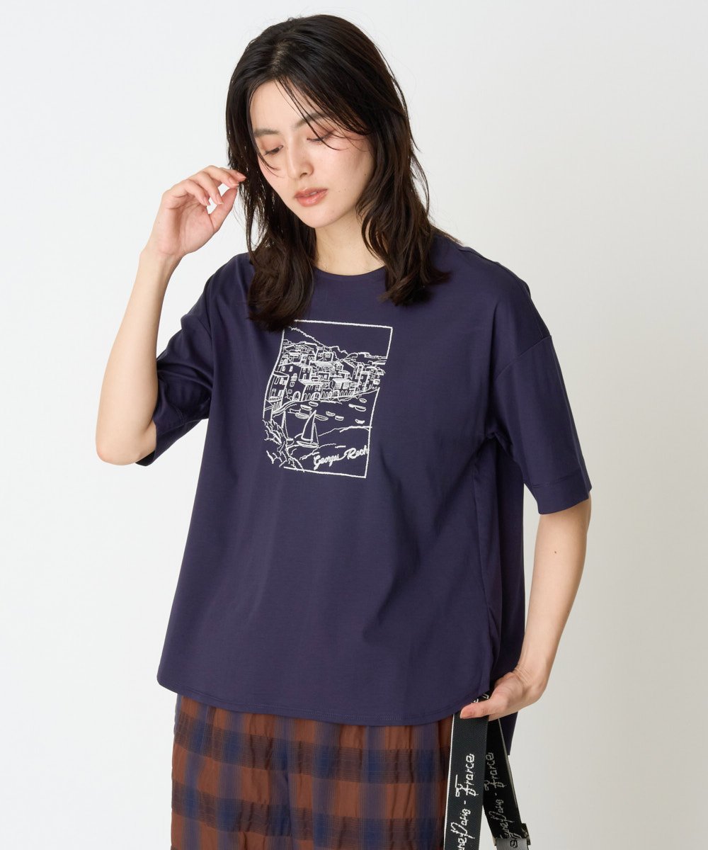 PZKGD24150 GEORGES RECH [接触冷感]ドライコットン刺繍カットソー