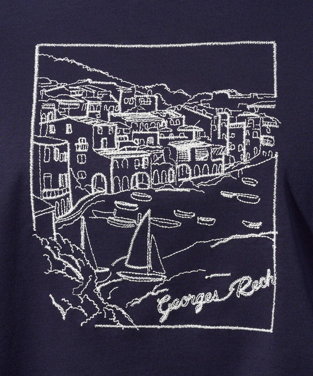 PZKGD24150 GEORGES RECH(ジョルジュ・レッシュ) [接触冷感]ドライコットン刺繍カットソー ホワイト