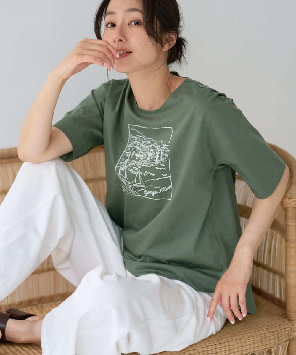 PZKGD24150 GEORGES RECH(ジョルジュ・レッシュ) [接触冷感]ドライコットン刺繍カットソー ホワイト