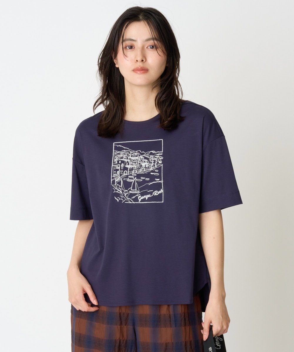 PZKGD24150 GEORGES RECH(ジョルジュ・レッシュ) [接触冷感]ドライコットン刺繍カットソー ホワイト