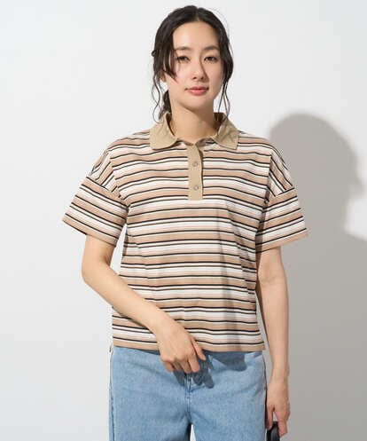 PZKGD25230 GEORGES RECH マルチボーダーポロシャツ