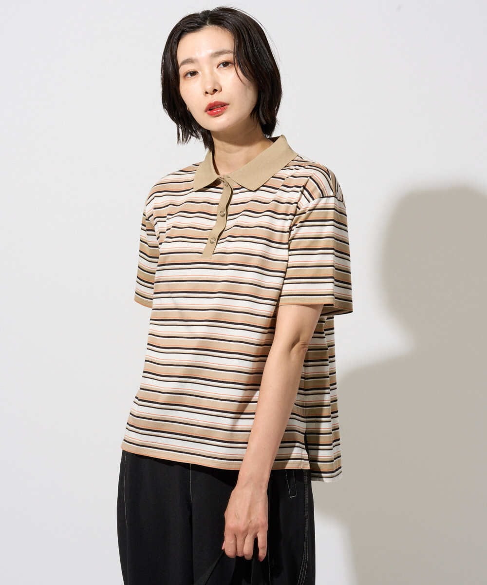 PZKGD25230 GEORGES RECH マルチボーダーポロシャツ