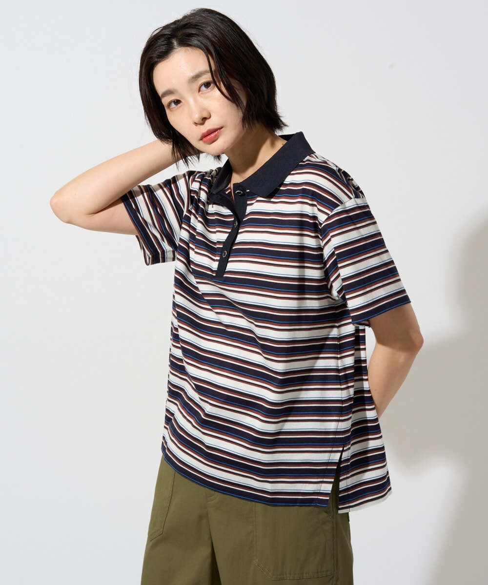 PZKGD25230 GEORGES RECH(ジョルジュ・レッシュ) マルチボーダーポロシャツ ベージュ