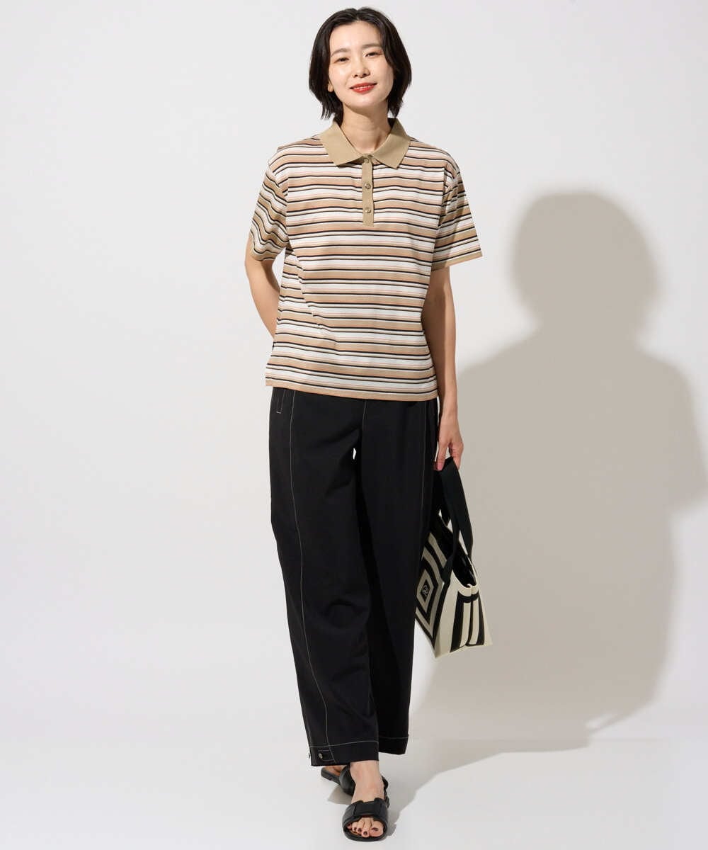 PZKGD25230 GEORGES RECH(ジョルジュ・レッシュ) マルチボーダーポロシャツ ベージュ