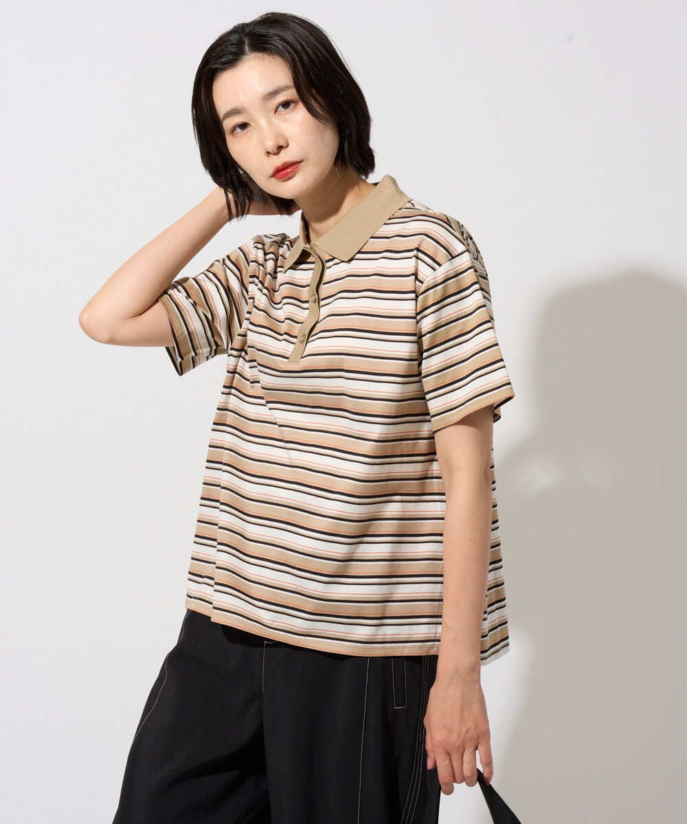 PZKGD25230 GEORGES RECH(ジョルジュ・レッシュ) マルチボーダーポロシャツ ベージュ