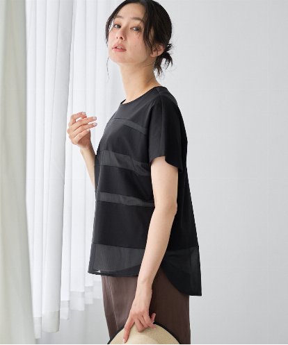 PZKGD38180 GEORGES RECH [接触冷感]ドライコットンシアーボーダーカットソー