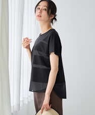 PZKGD38180 GEORGES RECH(ジョルジュ・レッシュ) [接触冷感]ドライコットンシアーボーダーカットソー ブラック