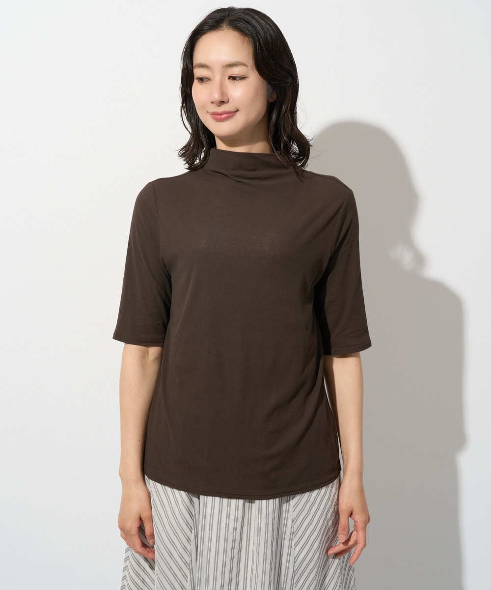 PZKGD49130 GEORGES RECH(ジョルジュ・レッシュ)  [日本製]ボトルネックセミシアーカットソー ブラウン