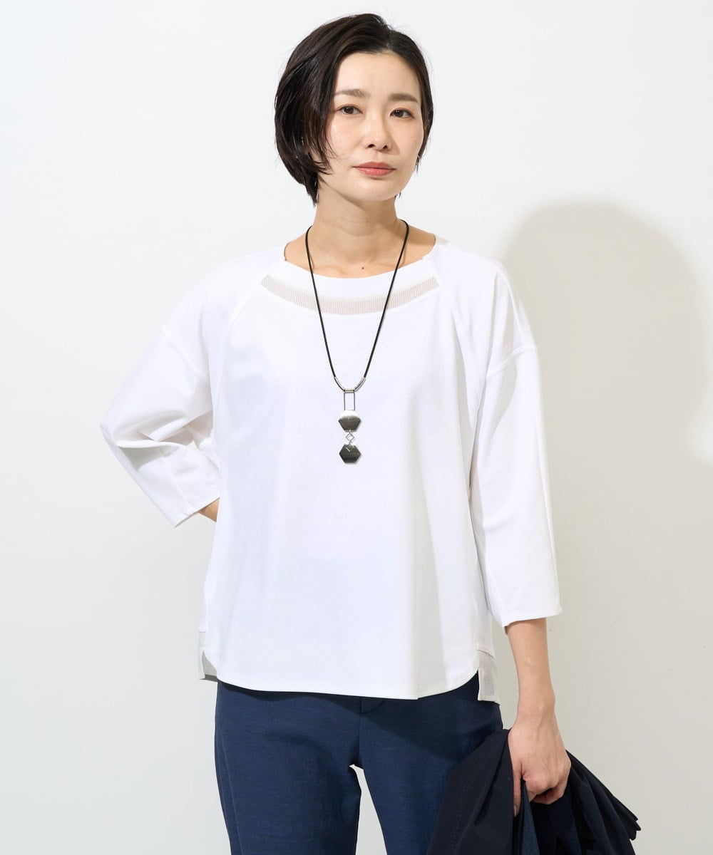 PZKGE41230 GEORGES RECH(ジョルジュ・レッシュ)  [セットアップ対応]ドルマンスリーブシアーポンチカットソー ホワイト