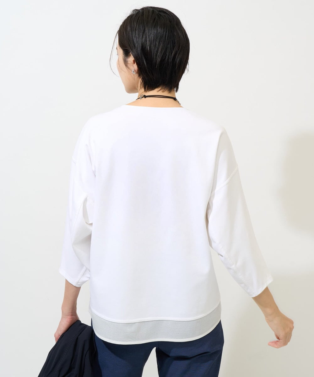 PZKGE41230 GEORGES RECH(ジョルジュ・レッシュ)  [セットアップ対応]ドルマンスリーブシアーポンチカットソー ホワイト