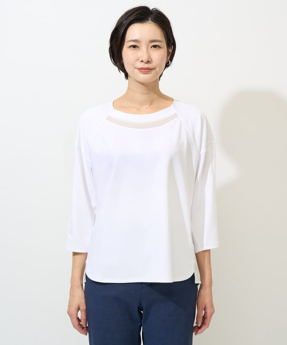 PZKGE41230 GEORGES RECH(ジョルジュ・レッシュ)  [セットアップ対応]ドルマンスリーブシアーポンチカットソー ホワイト