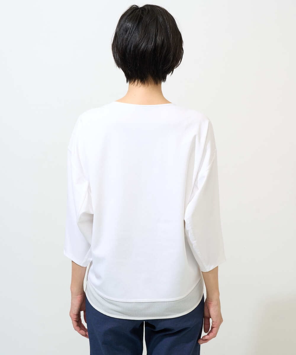 PZKGE41230 GEORGES RECH(ジョルジュ・レッシュ)  [セットアップ対応]ドルマンスリーブシアーポンチカットソー ホワイト