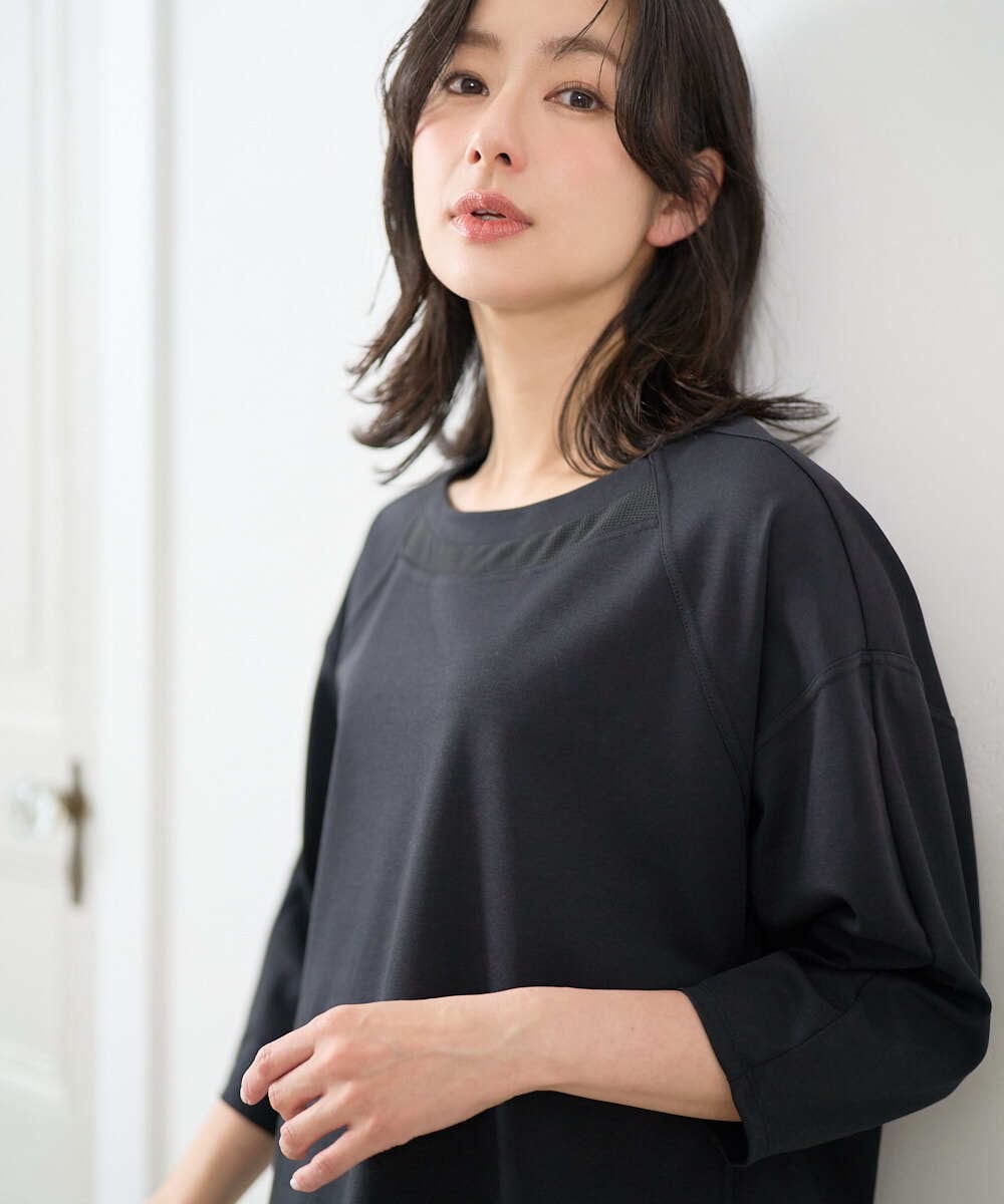 PZKGE41230 GEORGES RECH(ジョルジュ・レッシュ)  [セットアップ対応]ドルマンスリーブシアーポンチカットソー ブラック