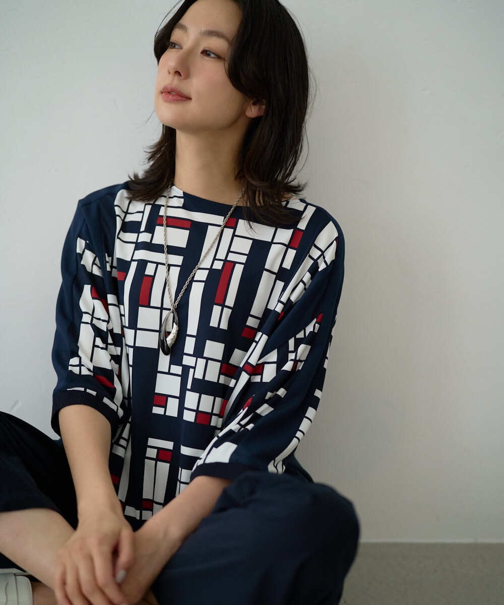 PZKGE42360 GEORGES RECH(ジョルジュ・レッシュ) トリコロールドルマンスリーブカットソー レッド系