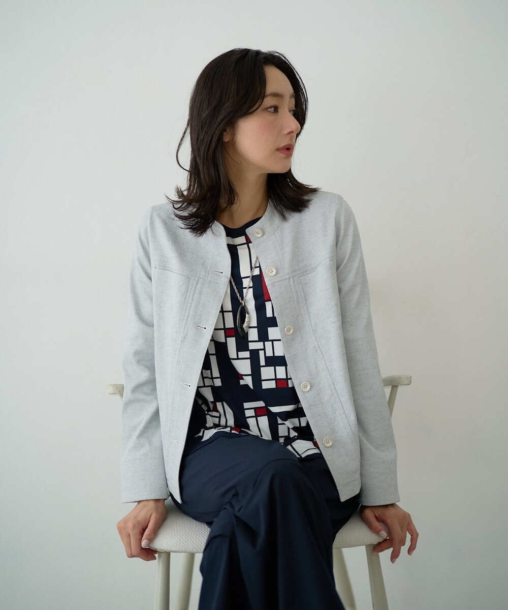 PZKGE42360 GEORGES RECH(ジョルジュ・レッシュ) トリコロールドルマンスリーブカットソー レッド系