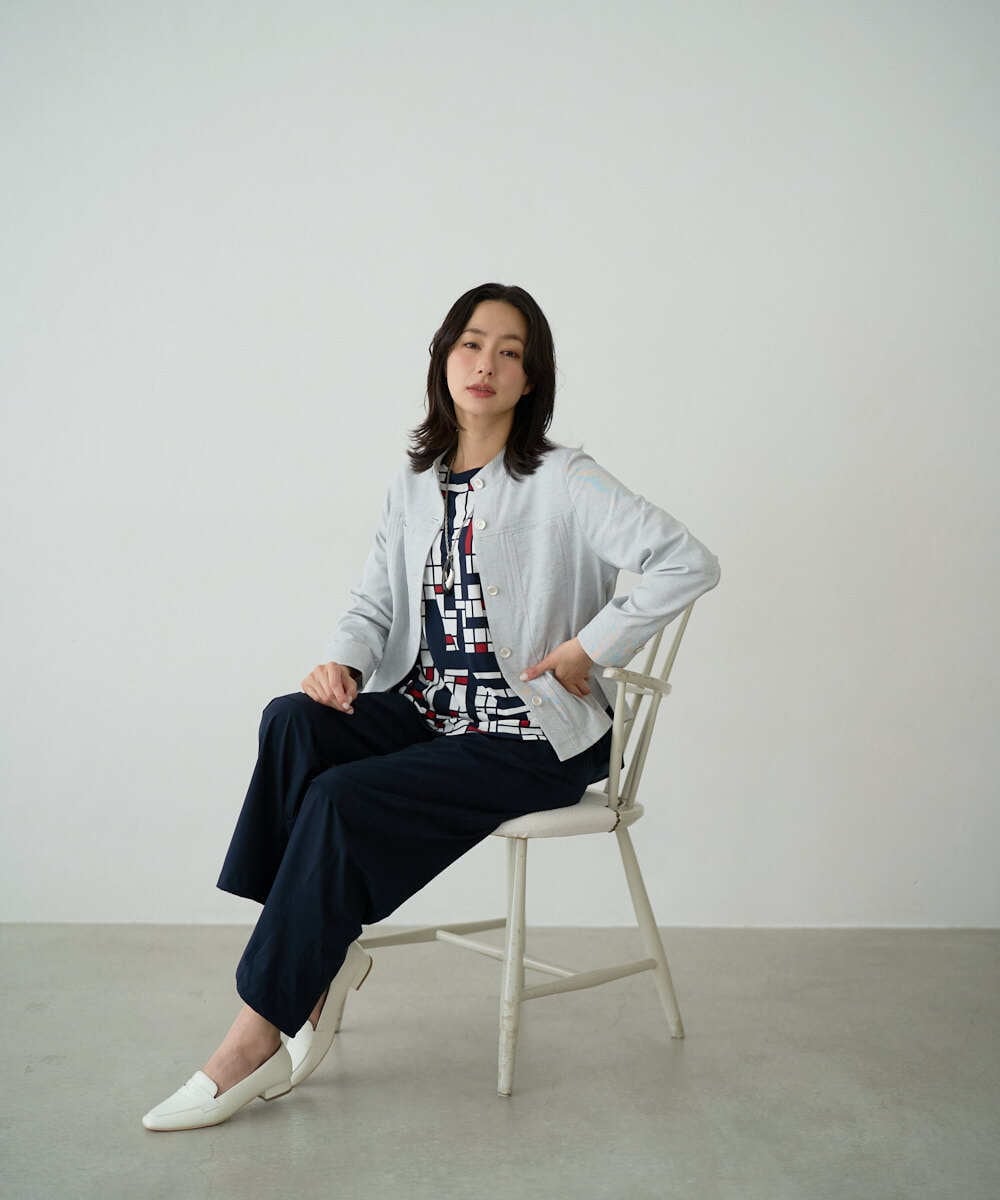 PZKGE42360 GEORGES RECH(ジョルジュ・レッシュ) トリコロールドルマンスリーブカットソー レッド系