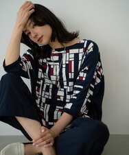 PZKGE42360 GEORGES RECH(ジョルジュ・レッシュ) トリコロールドルマンスリーブカットソー レッド系