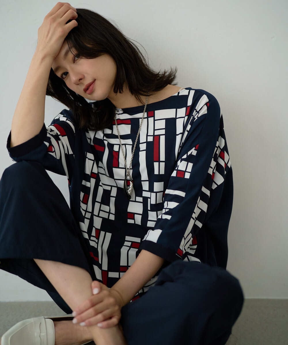 PZKGE42360 GEORGES RECH トリコロールドルマンスリーブカットソー