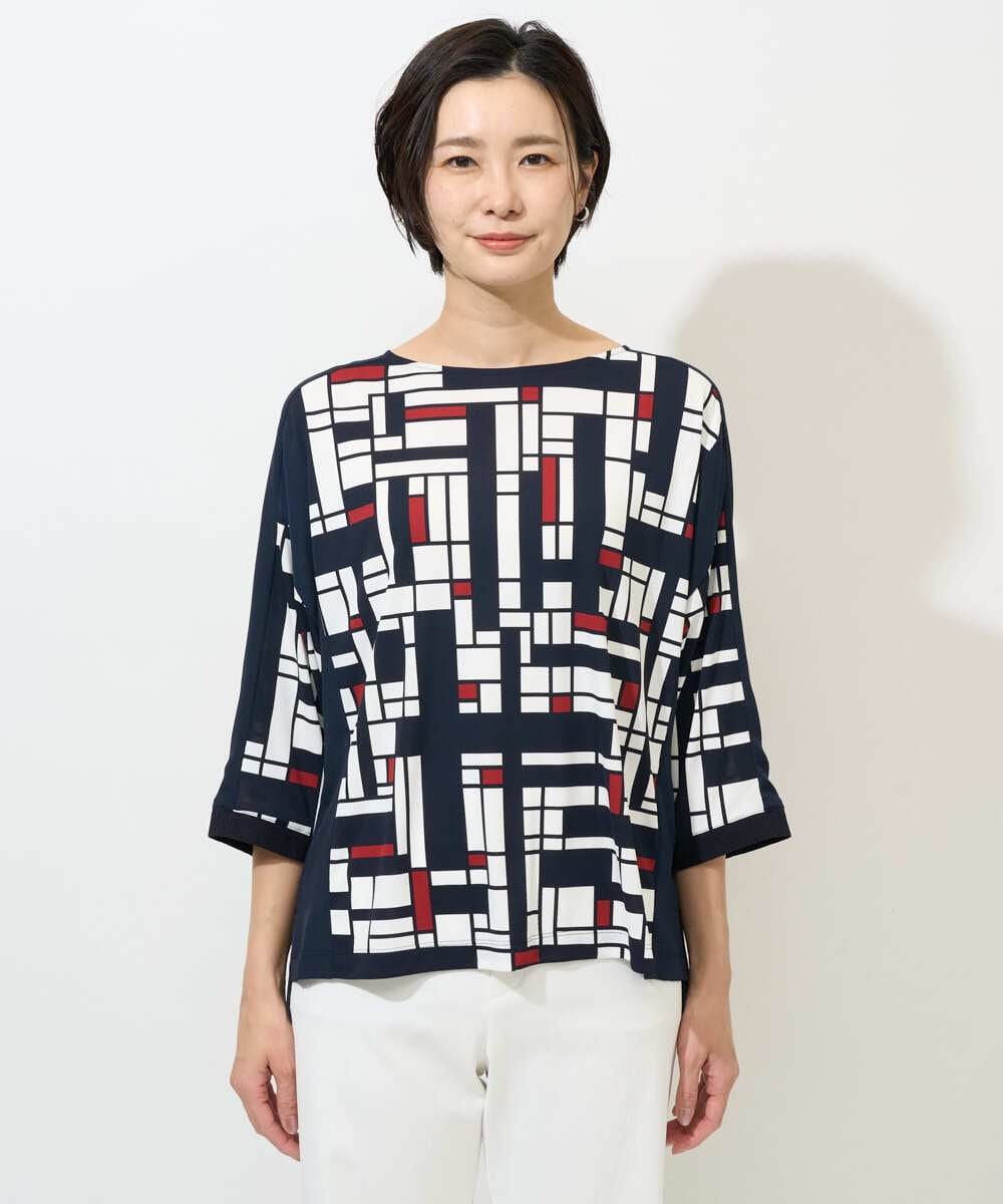 PZKGE42360 GEORGES RECH(ジョルジュ・レッシュ) トリコロールドルマンスリーブカットソー レッド系