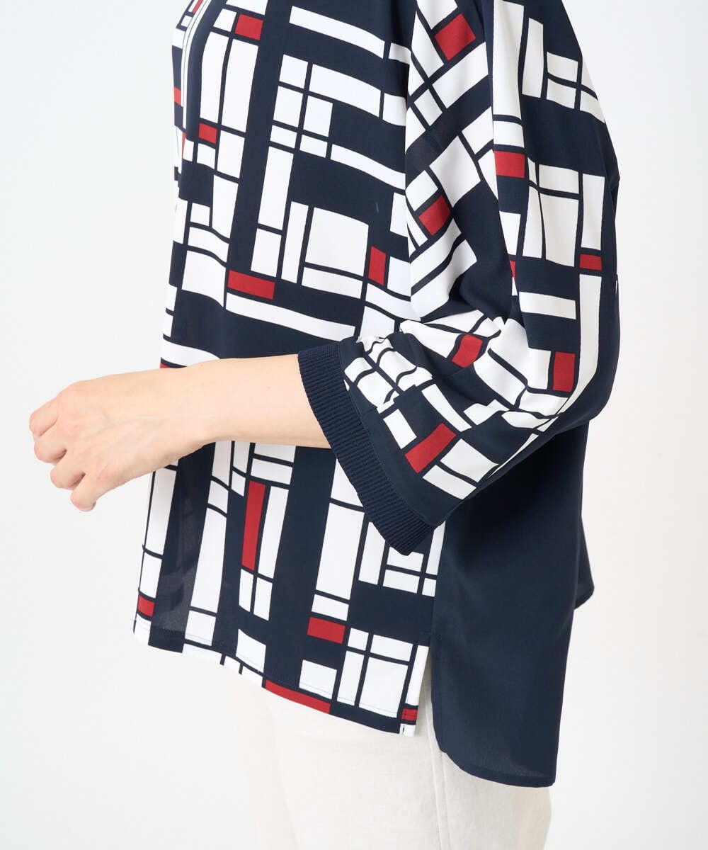 PZKGE42360 GEORGES RECH(ジョルジュ・レッシュ) トリコロールドルマンスリーブカットソー レッド系