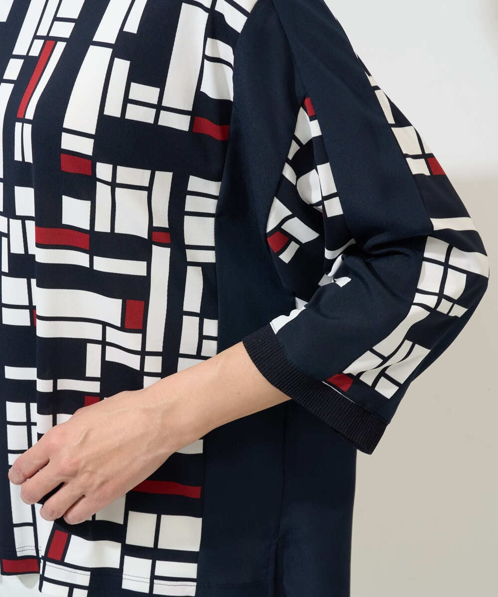 PZKGE42360 GEORGES RECH(ジョルジュ・レッシュ) トリコロールドルマンスリーブカットソー レッド系