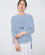 PZKGE44190 GEORGES RECH(ジョルジュ・レッシュ) ドロストアシンメトリーボーダーカットソー ブルー