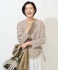 PZKGE44190 GEORGES RECH(ジョルジュ・レッシュ) ドロストアシンメトリーボーダーカットソー ベージュ