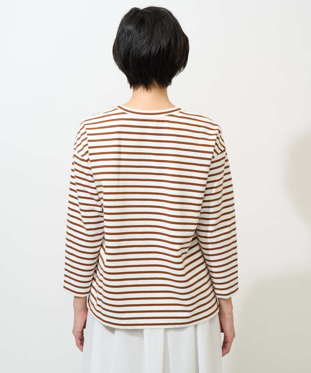 PZKGE44190 GEORGES RECH(ジョルジュ・レッシュ) ドロストアシンメトリーボーダーカットソー ベージュ