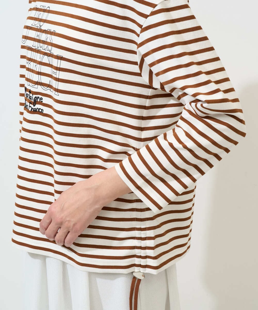 PZKGE44190 GEORGES RECH(ジョルジュ・レッシュ) ドロストアシンメトリーボーダーカットソー ベージュ