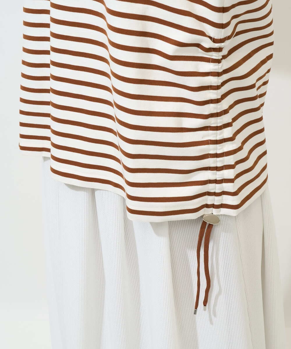 PZKGE44190 GEORGES RECH(ジョルジュ・レッシュ) ドロストアシンメトリーボーダーカットソー ベージュ