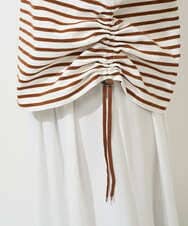 PZKGE44190 GEORGES RECH(ジョルジュ・レッシュ) ドロストアシンメトリーボーダーカットソー ベージュ