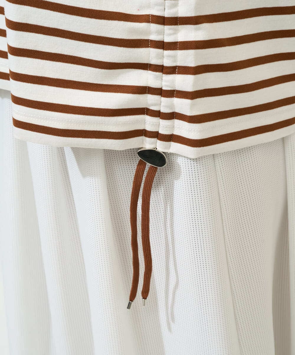 PZKGE44190 GEORGES RECH(ジョルジュ・レッシュ) ドロストアシンメトリーボーダーカットソー ベージュ