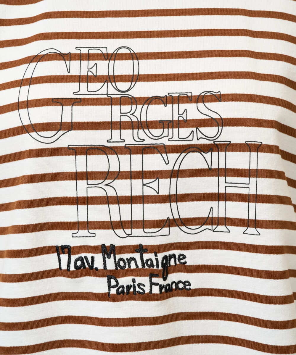 PZKGE44190 GEORGES RECH(ジョルジュ・レッシュ) ドロストアシンメトリーボーダーカットソー ベージュ