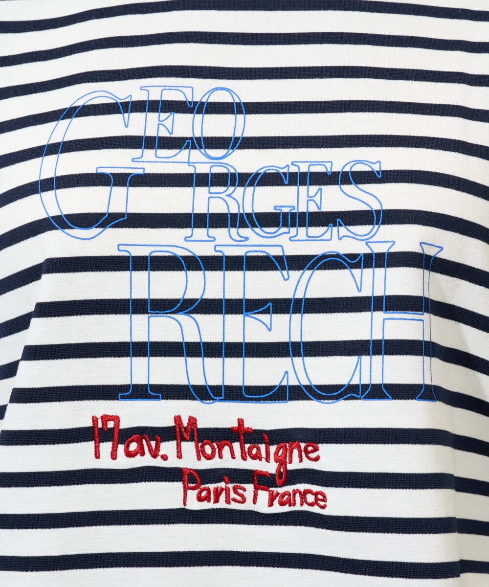 PZKGE44190 GEORGES RECH(ジョルジュ・レッシュ) ドロストアシンメトリーボーダーカットソー ベージュ