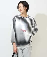 PZKGE44190 GEORGES RECH(ジョルジュ・レッシュ) ドロストアシンメトリーボーダーカットソー ベージュ