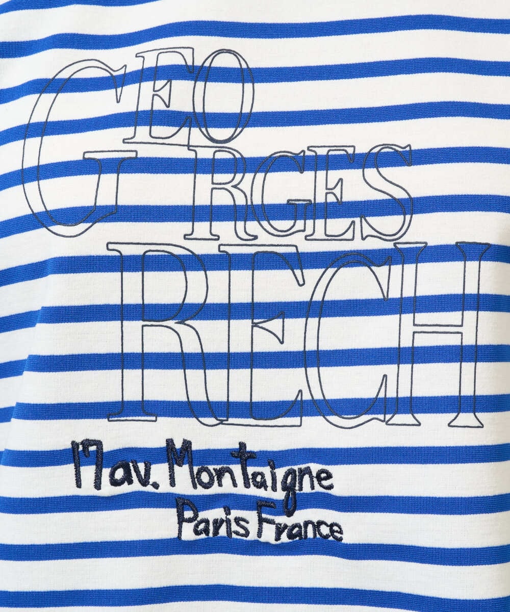 PZKGE44190 GEORGES RECH(ジョルジュ・レッシュ) ドロストアシンメトリーボーダーカットソー ベージュ