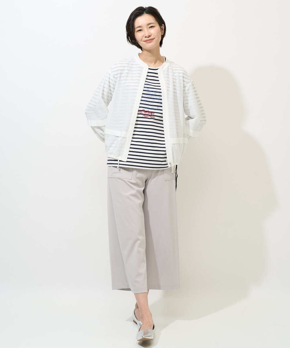 PZKGE44190 GEORGES RECH(ジョルジュ・レッシュ) ドロストアシンメトリーボーダーカットソー ベージュ